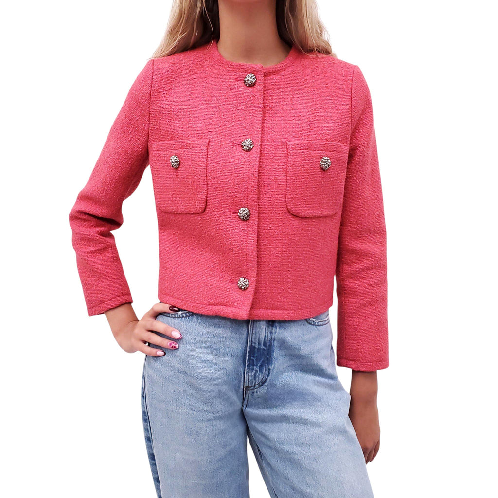 BA&SH RED TWEED JACKET - SIZE XS