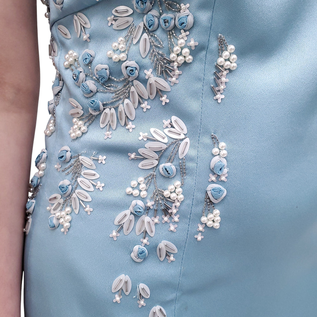 BLUMARINE BLUE EMBROIDERED MINI DRESS - SIZE 6
