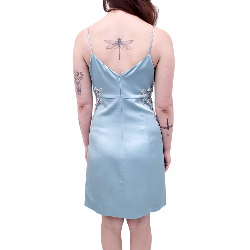 BLUMARINE BLUE EMBROIDERED MINI DRESS - SIZE 6