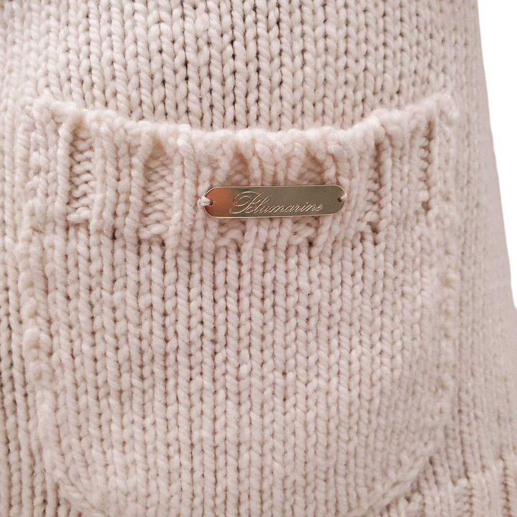 BLUMARINE CREAM CASHMERE VEST WITH BELT DETAIL - SIZE 8