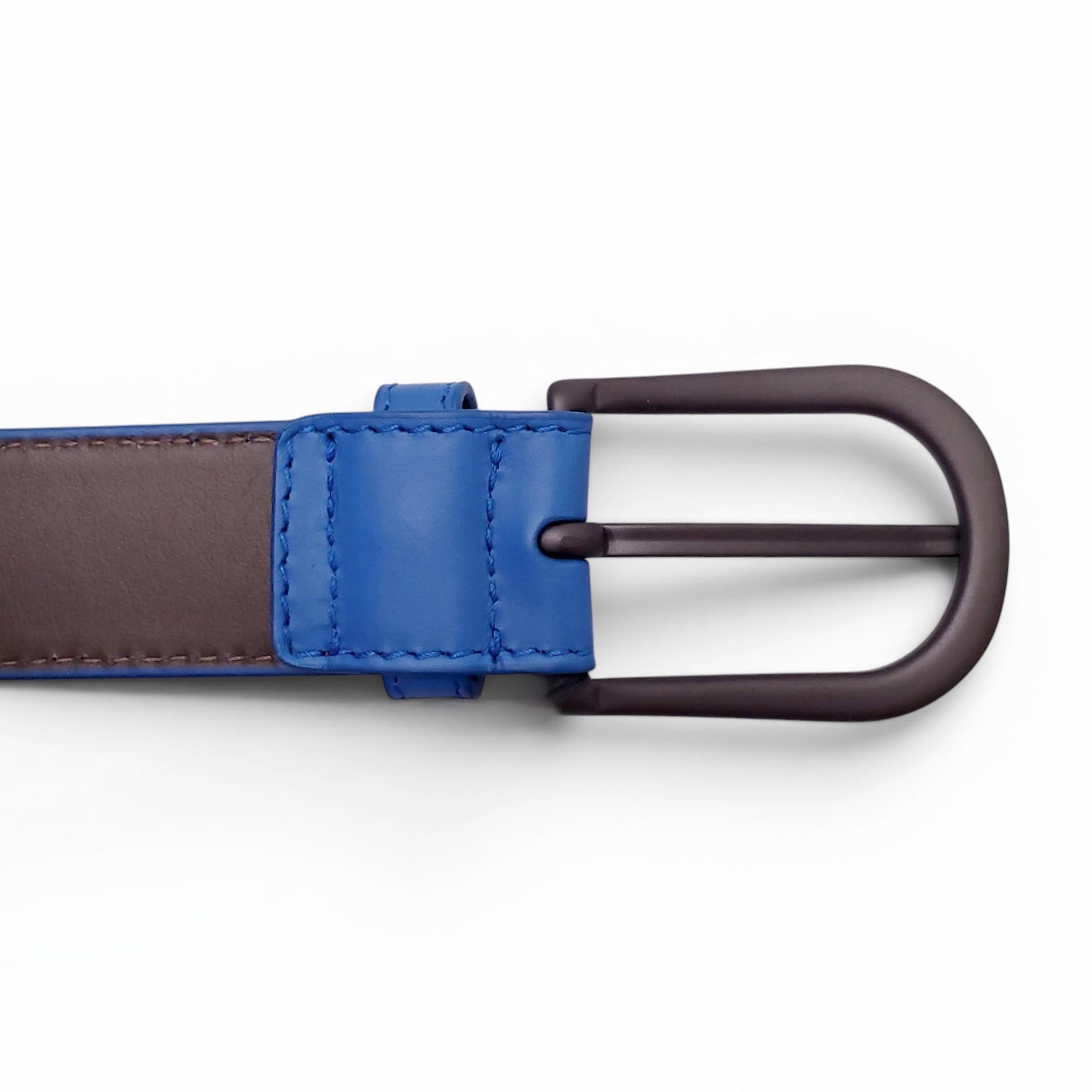 BOTTEGA VENETA BLUE LEATHER BELT - SIZE 60