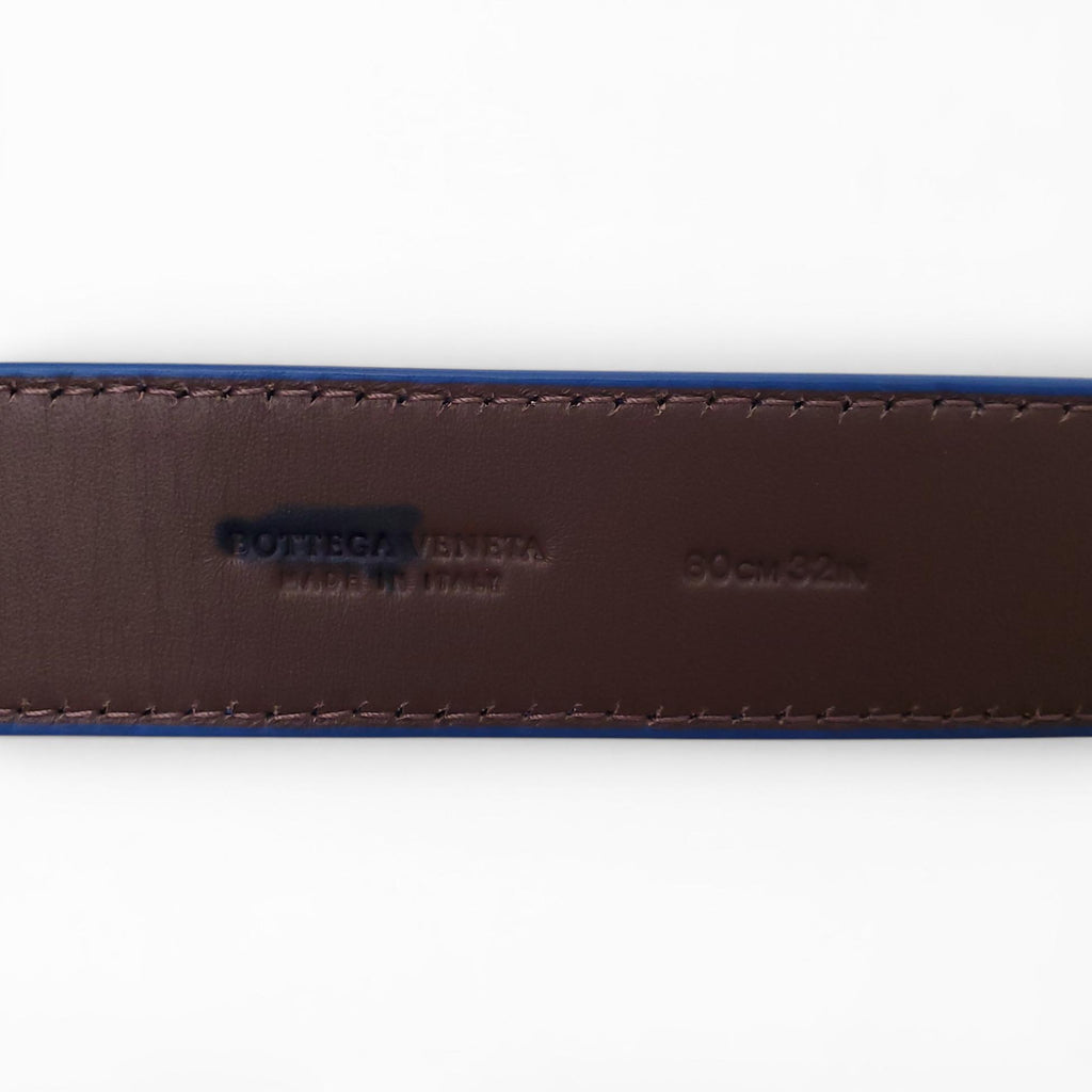 BOTTEGA VENETA BLUE LEATHER BELT - SIZE 60