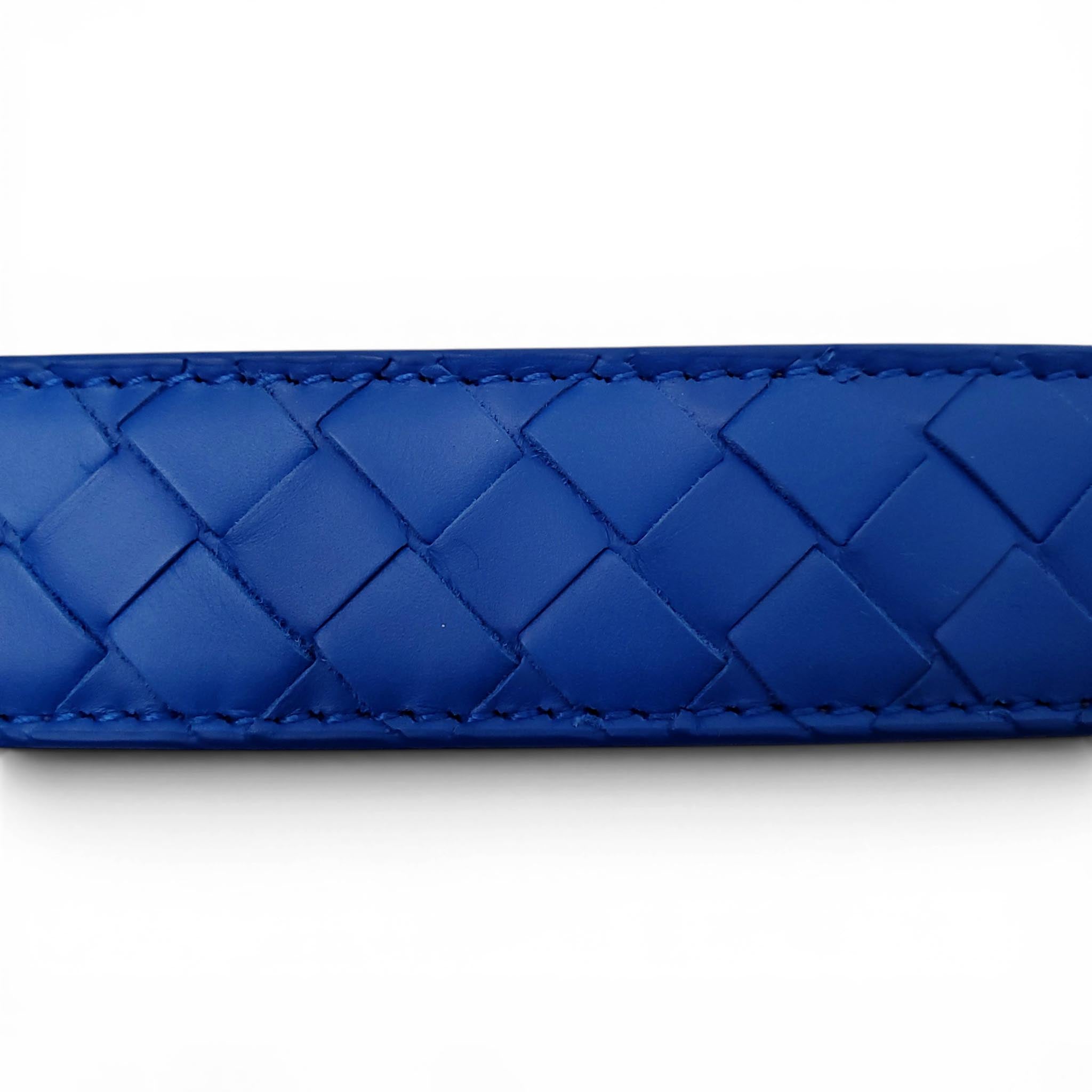 BOTTEGA VENETA BLUE LEATHER BELT - SIZE 60