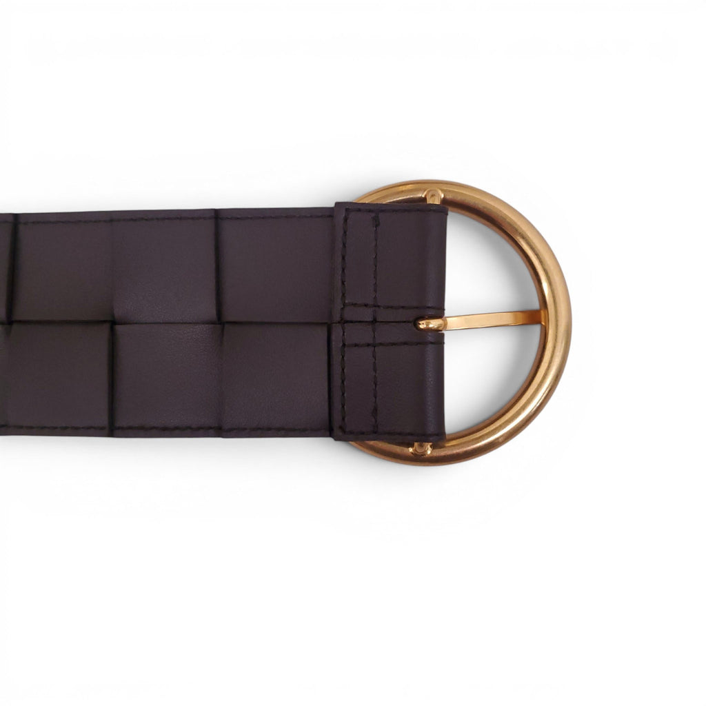 BOTTEGA VENETA BROWN INTRECCIATO BELT - SIZE 85