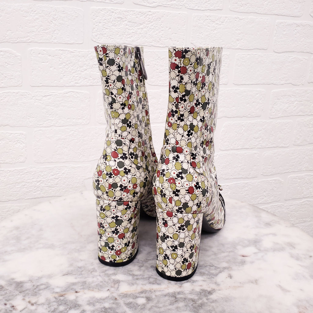 BOTTEGA VENETA FLORAL BOOTIES WITH BOW - SIZE 36.5