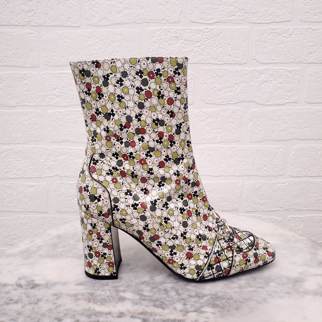 BOTTEGA VENETA FLORAL BOOTIES WITH BOW - SIZE 36.5