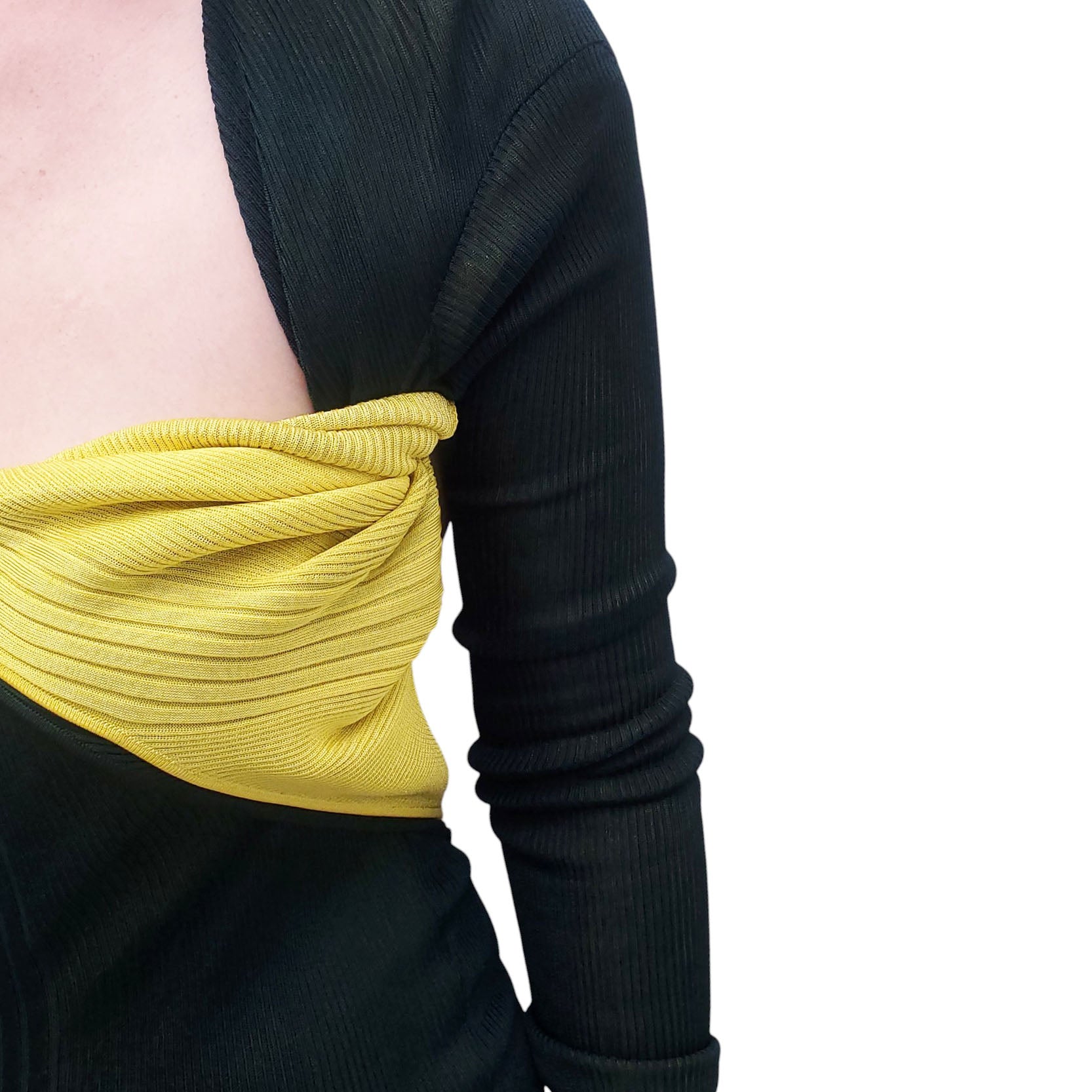 BOTTEGA VENETA GREEN AND YELLOW FRINGE DRESS - SIZE L