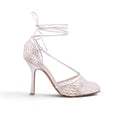 BOTTEGA VENETA SILVER MESH STRAPPY HEELS - SIZE 38