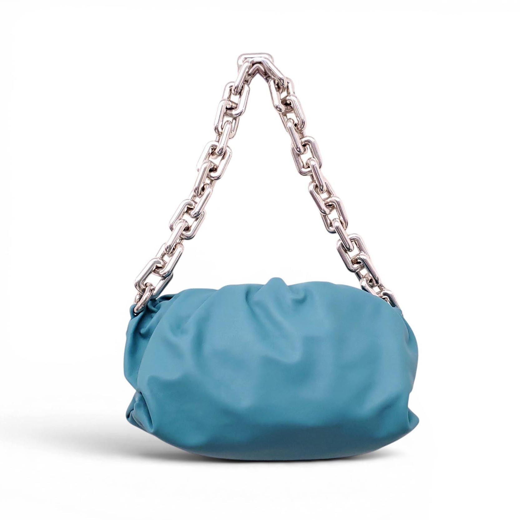 BOTTEGA VENETA TURQUOISE SMALL CHAIN POUCH