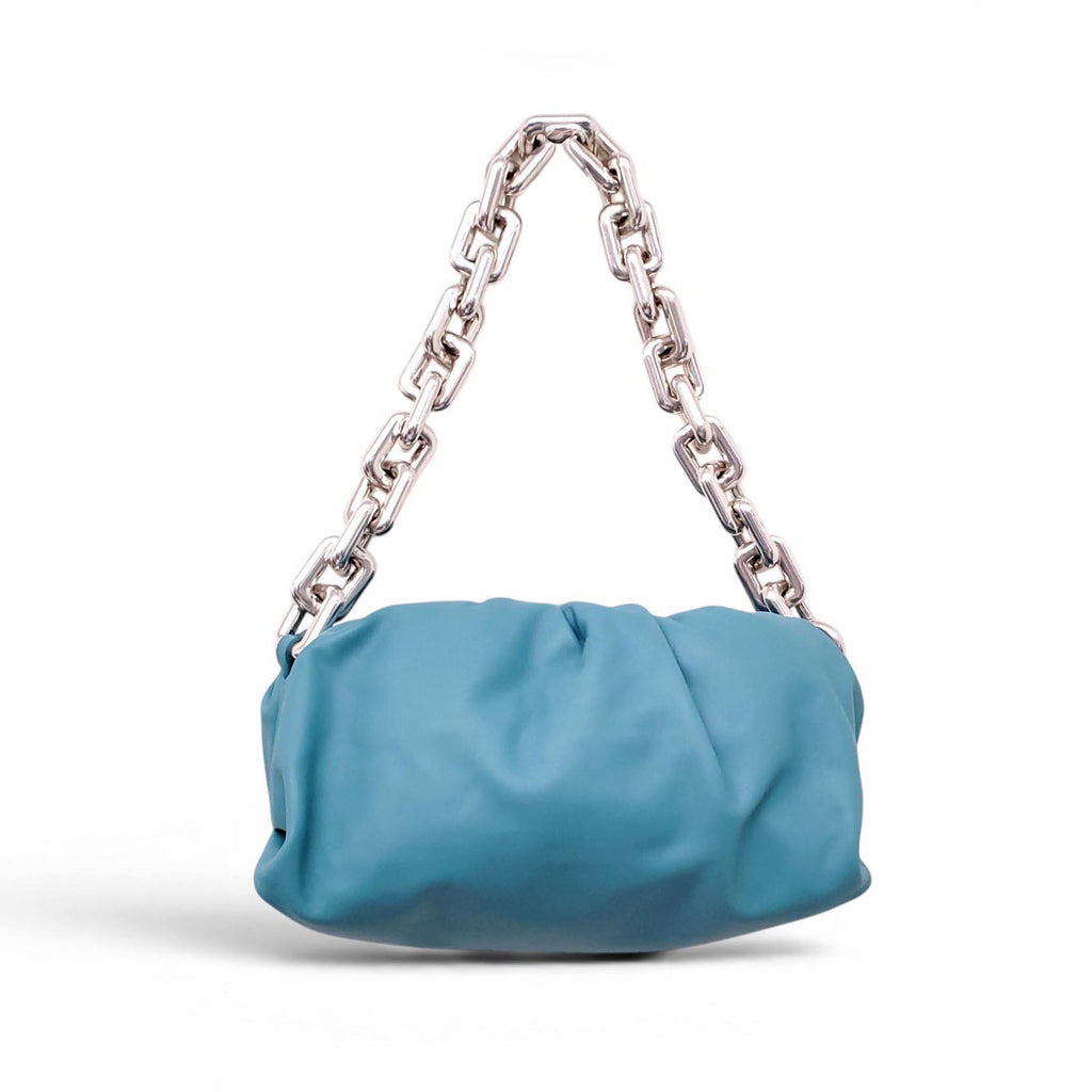 BOTTEGA VENETA TURQUOISE SMALL CHAIN POUCH