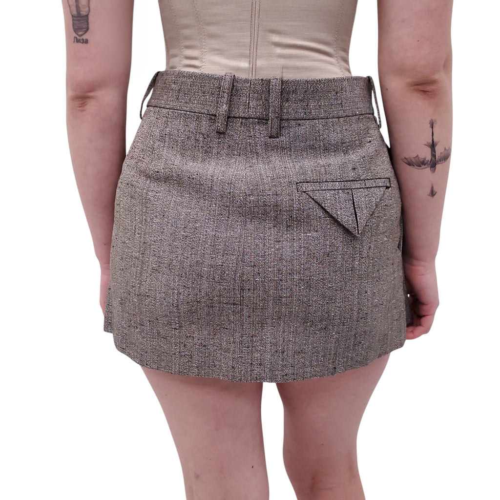 BOTTEGA VENETA TWEED PLEATED MINI SKIRT - SIZE 34