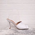 BOTTEGA VENETA WHITE OPEN TOE SQUARE TOE MULES - SIZE 40