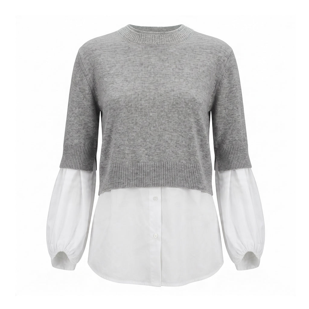 BROCHU WALKER LAYERED CASHMERE SWEATER - SIZE XS
