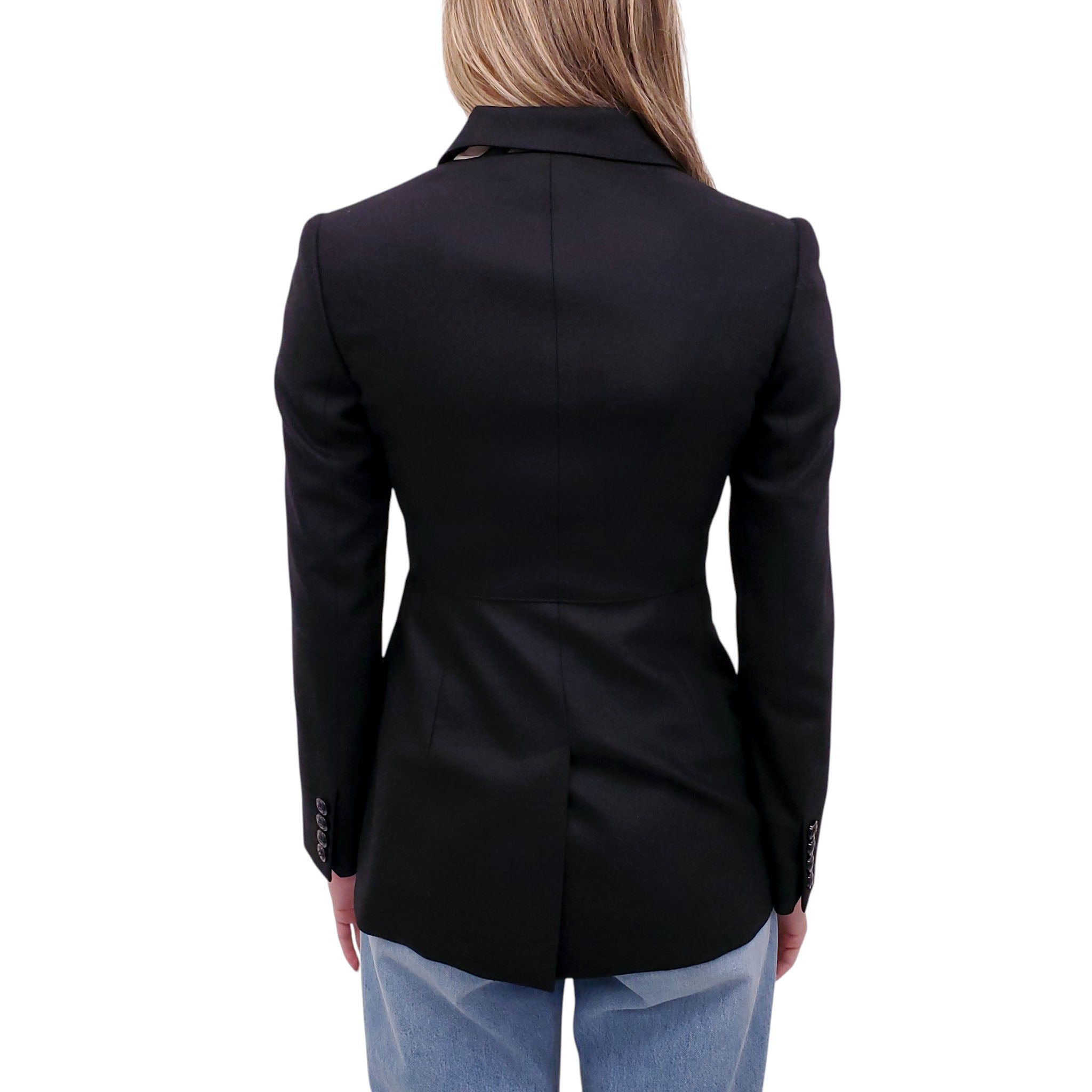 BURBERRY BLACK DOUBLE-BREASTED BLAZER - SIZE US 2