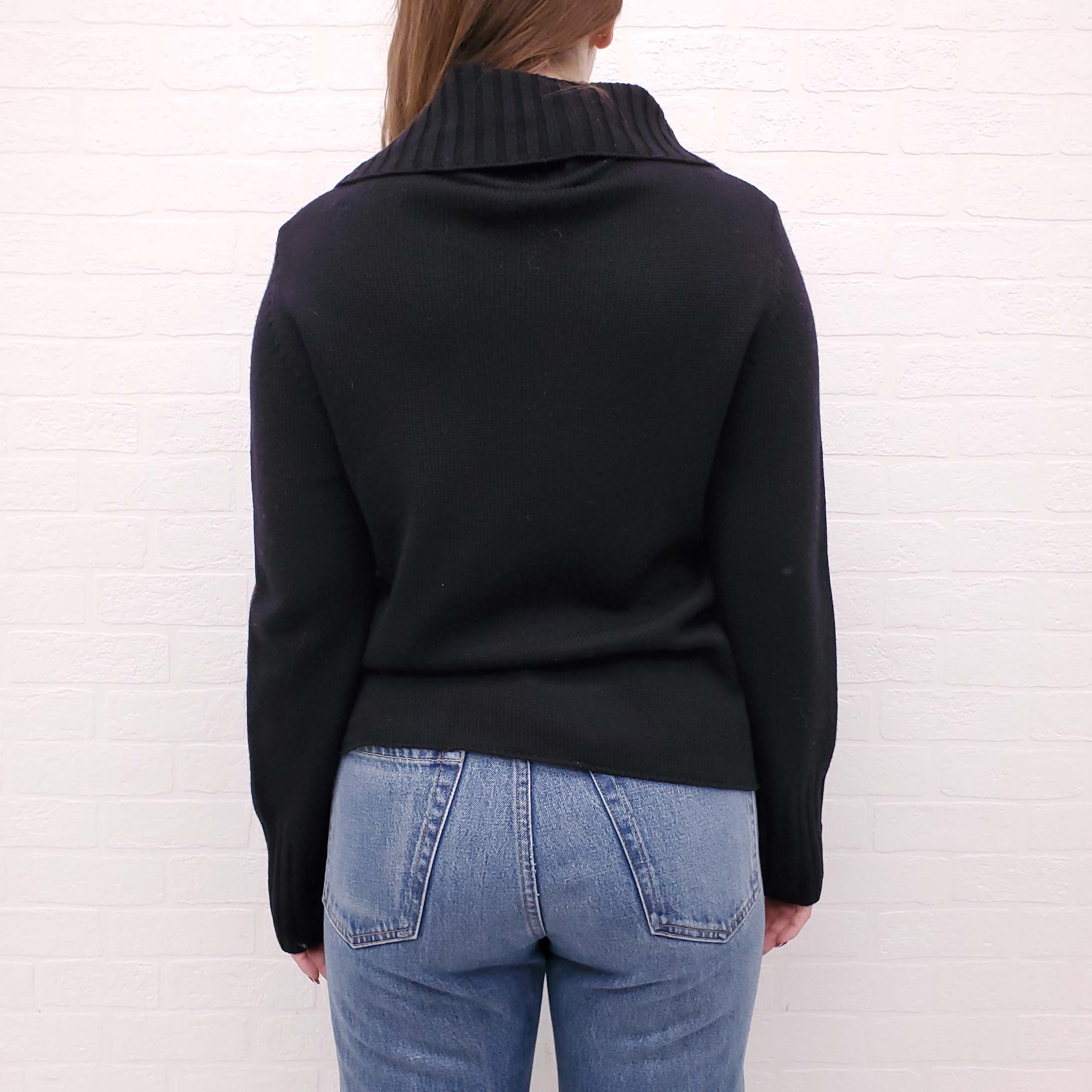 BURBERRY BLACK SWEATER WITH CHECK DETAIL - SIZE L