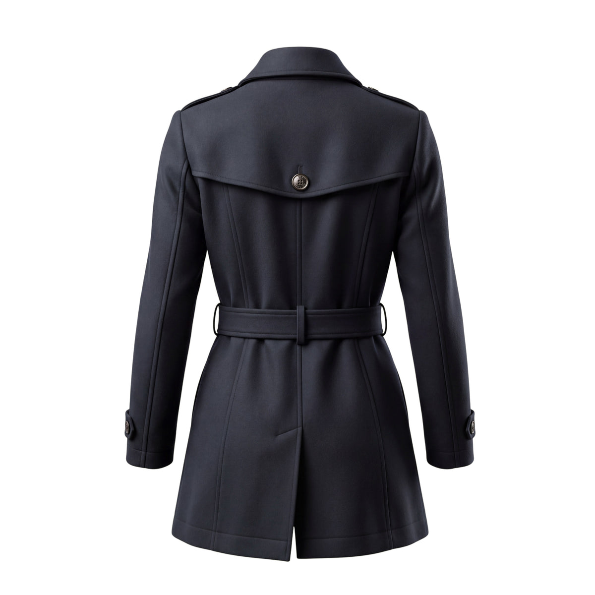BURBERRY BRIT BLACK WOOL TRENCH COAT - SIZE 2