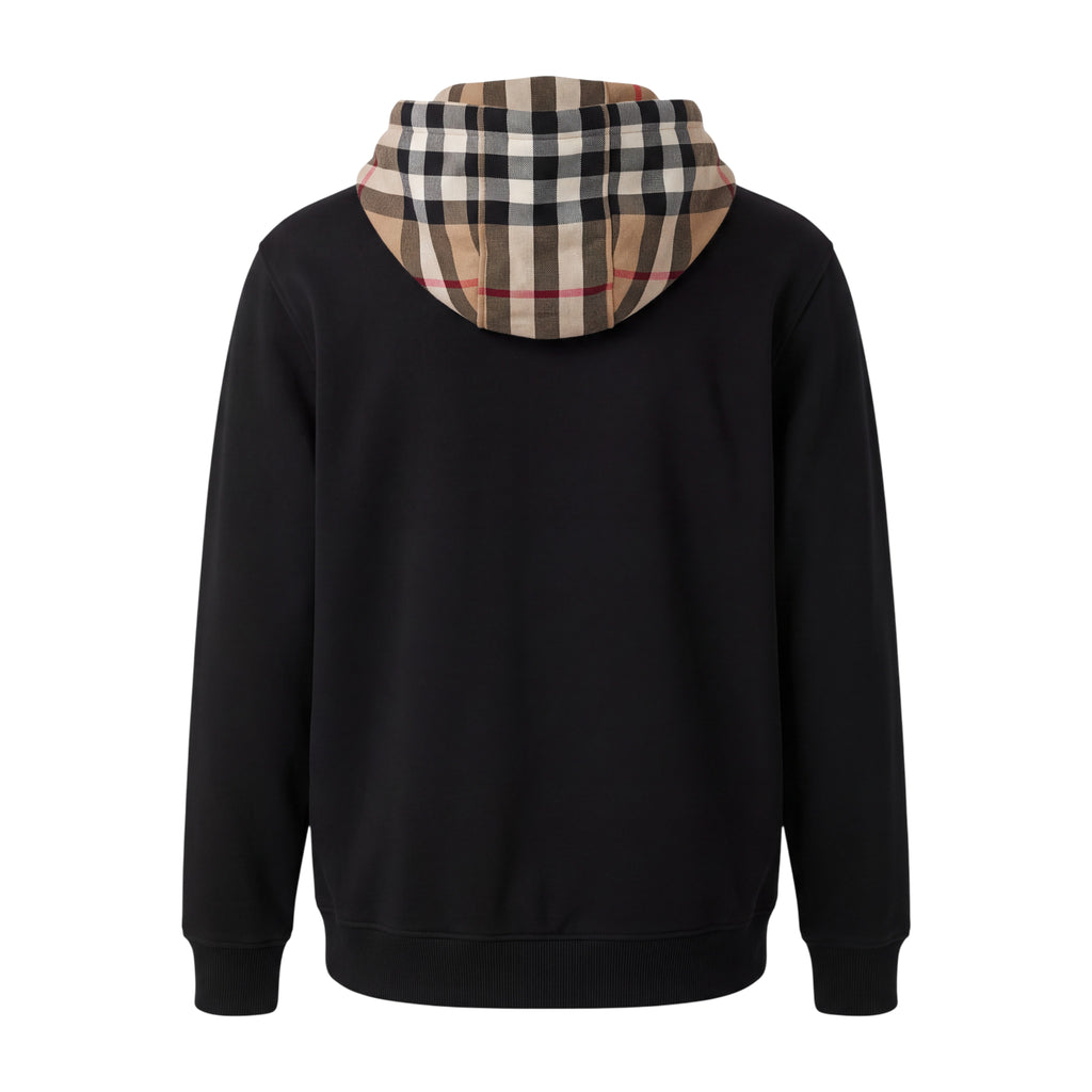 BURBERRY CHECK HOOD COTTON ZIP HOODIE - SIZE S MENS, M/L WOMENS