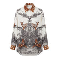 BURBERRY CREAM SILK DEER PRINT BLOUSE - SIZE 6