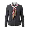 BURBERRY GREY BUTTON-FRONT CARDIGAN WITH ATTACHED SILK SCARF NECK DETAIL - SIZE M