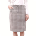 BURBERRY GREY CHECK SKIRT - SIZE US 10