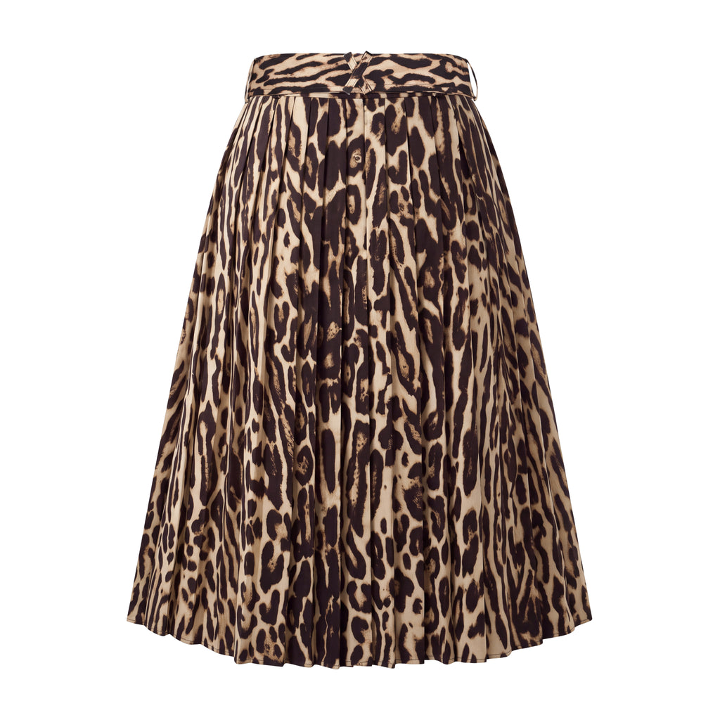 BURBERRY LEOPARD PLEATED SKIRT - SIZE 2