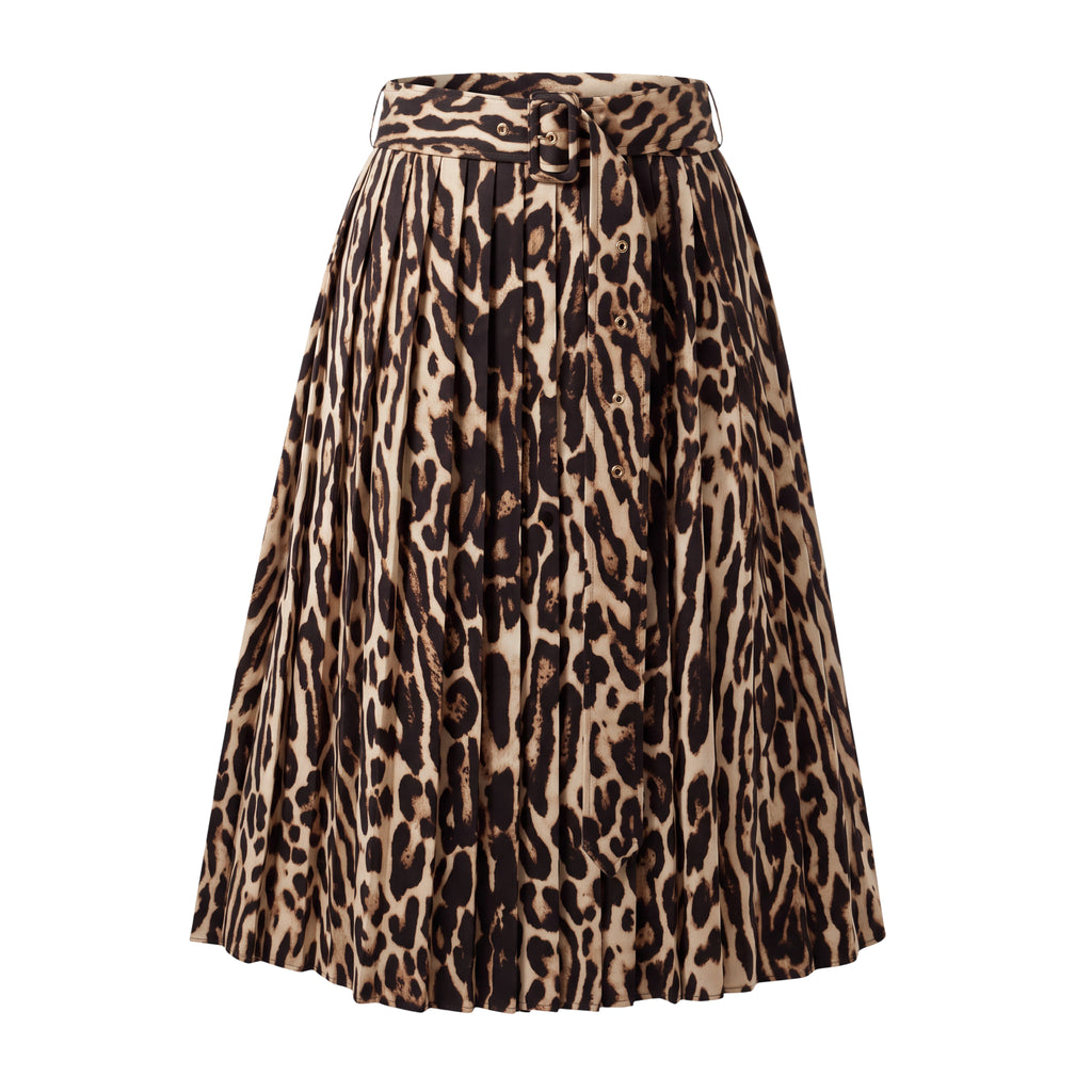 BURBERRY LEOPARD PLEATED SKIRT - SIZE 2