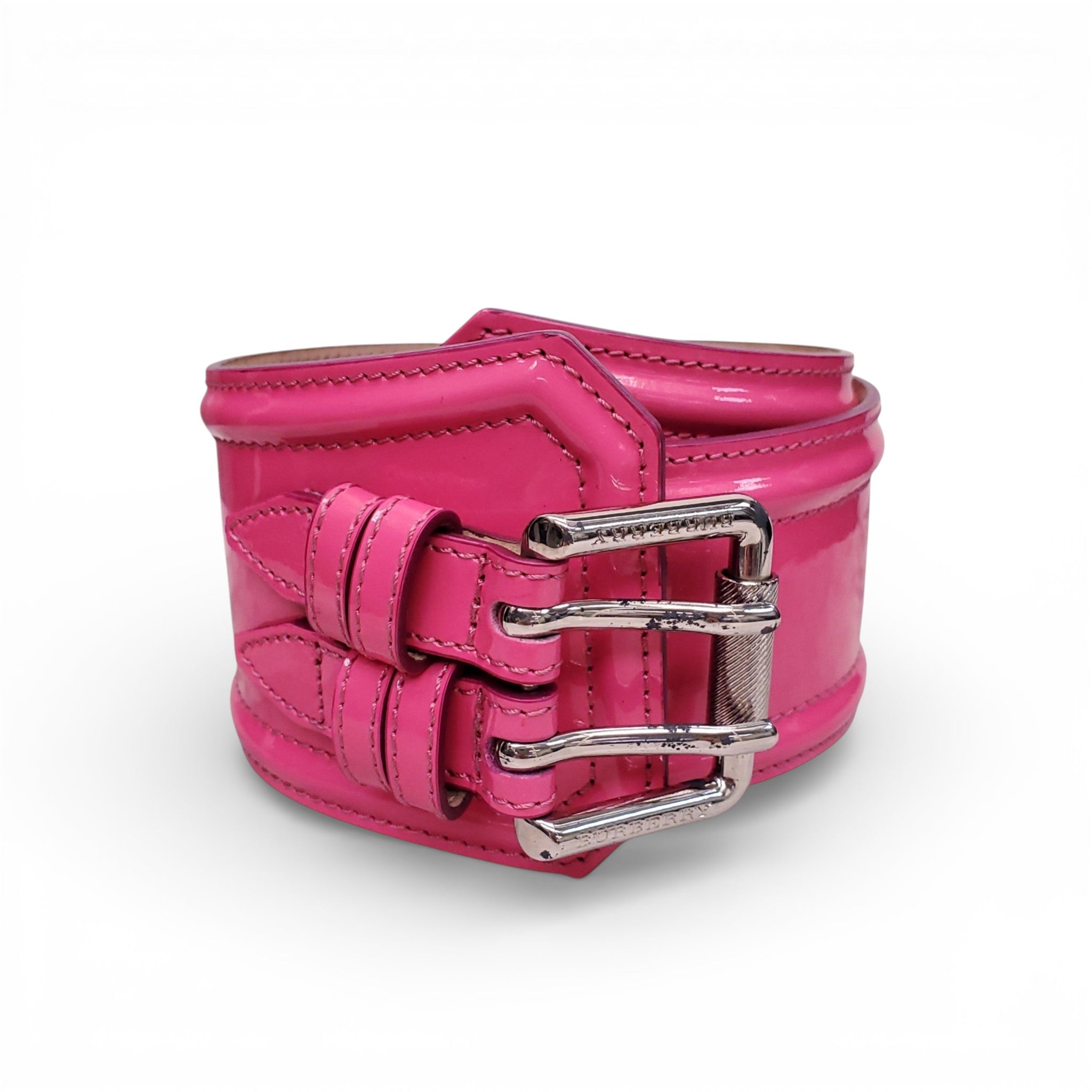 BURBERRY PROSUM PINK PATENT WAIST BELT - SIZE 80