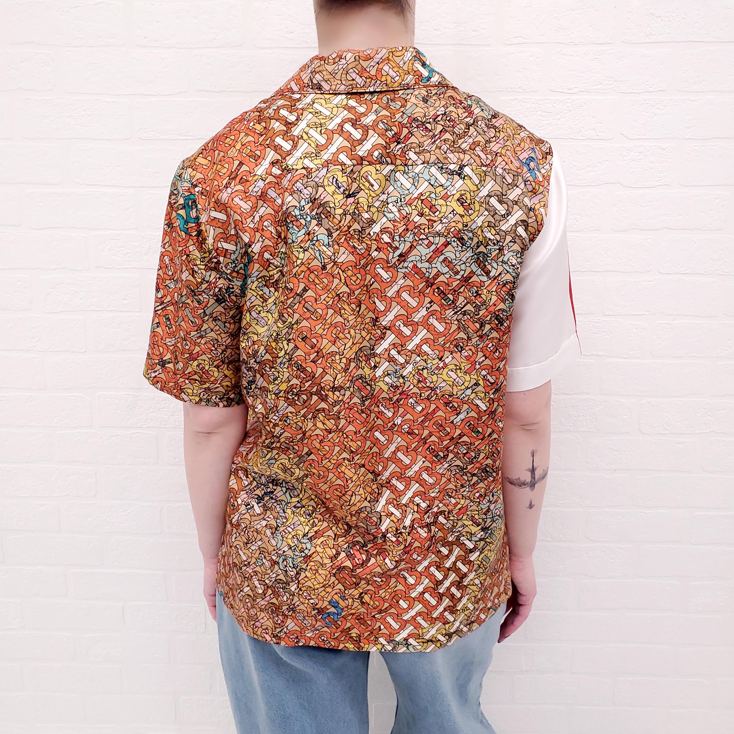 BURBERRY SILK LOGO BLOUSE - SIZE 2 (OVERSIZED)