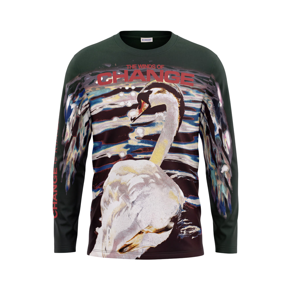 BURBERRY SWAN PRINTED TOP - SIZE XS