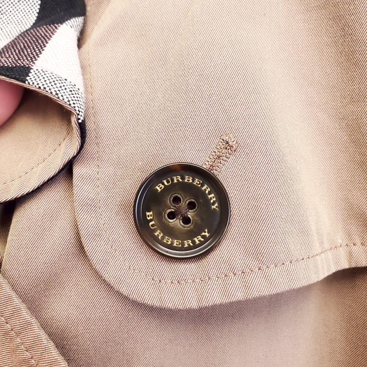 BURBERRY TRENCH JACKET WITH PINK CHECK DETAIL - SIZE US 2