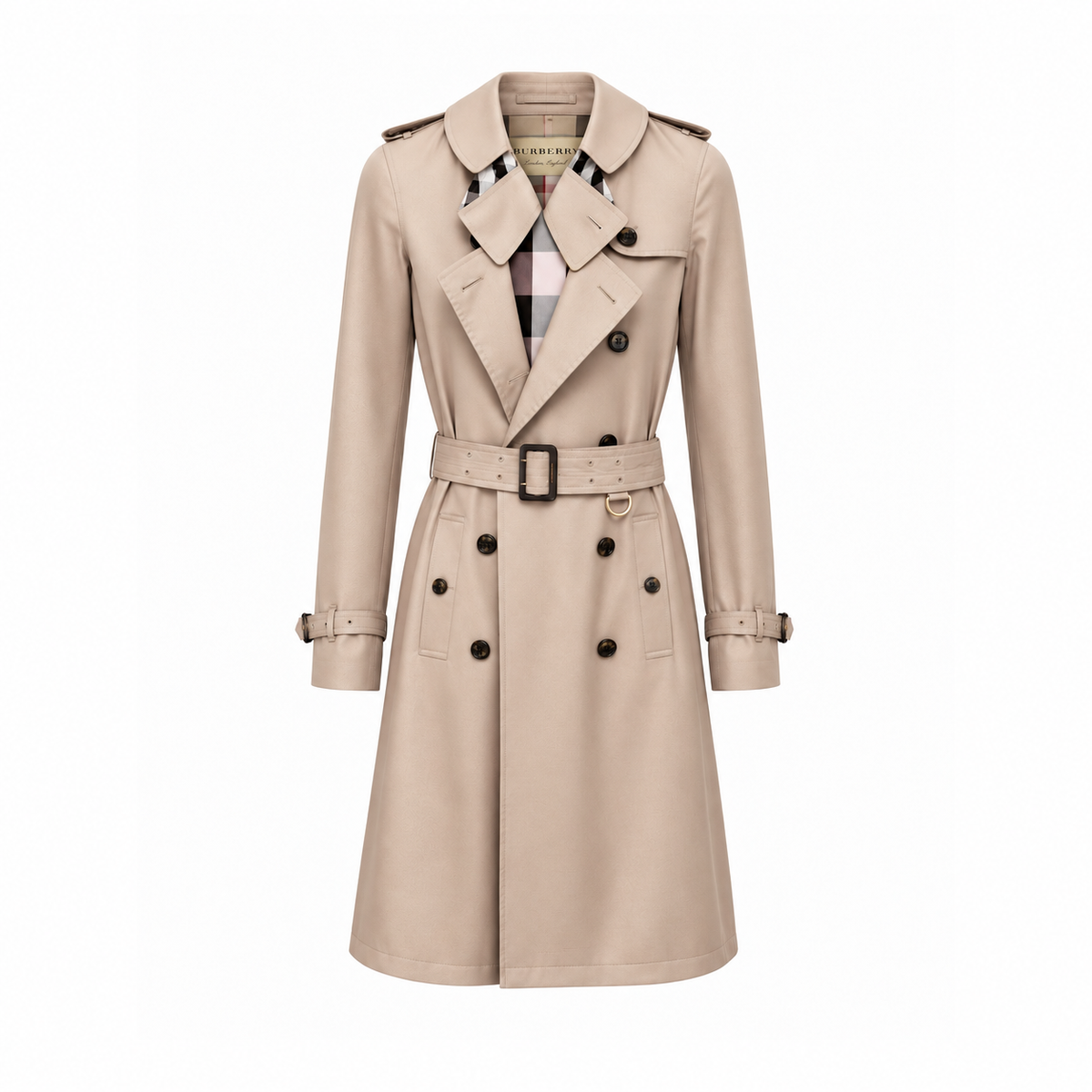 BURBERRY TRENCH JACKET WITH PINK CHECK DETAIL - SIZE US 2