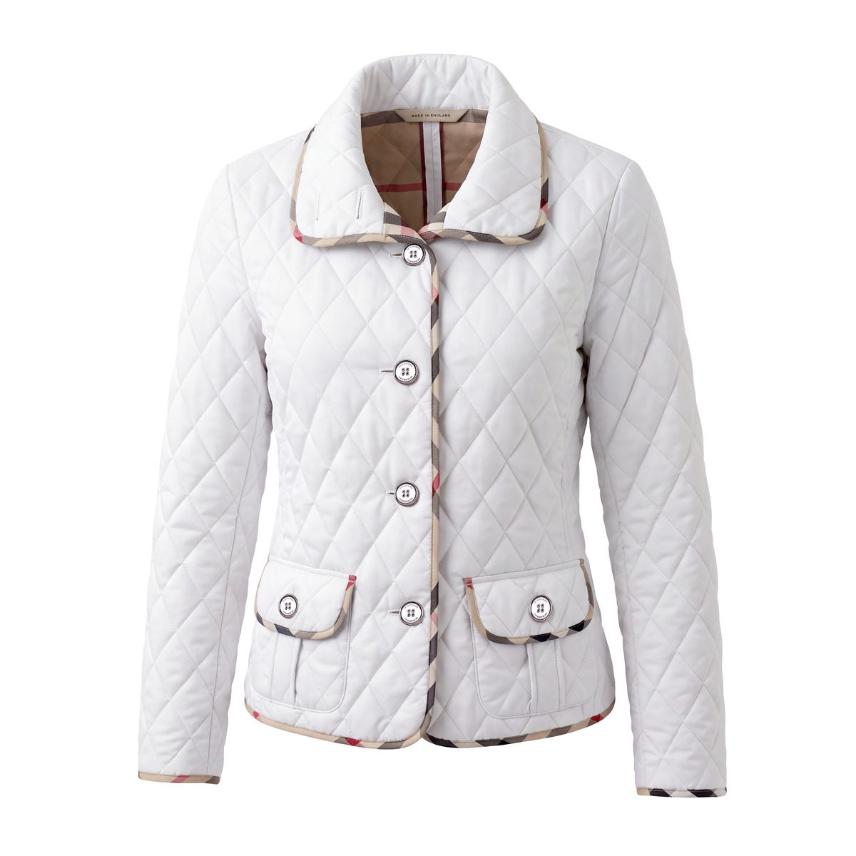 BURBERRY WHITE ARGYLE JACKET - SIZE S