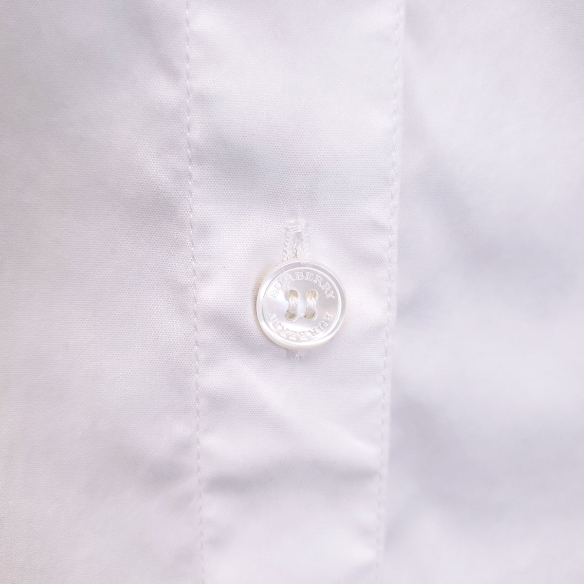 BURBERRY WHITE BUTTON UP BLOUSE WITH CHECK DETAIL - SIZE 10