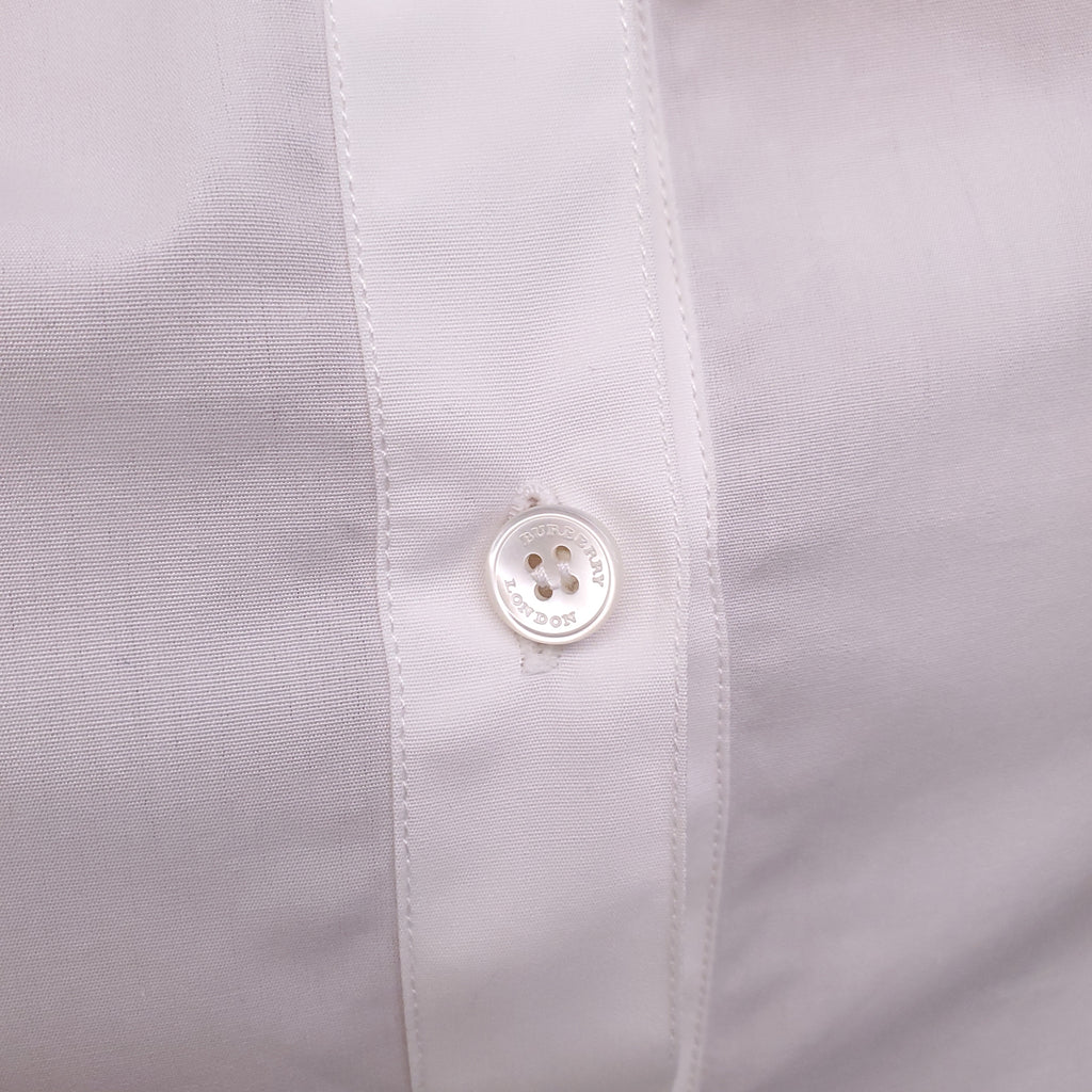 BURBERRY WHITE DRESS SHIRT WITH CROCHET LACE DETAIL - SIZE US 6
