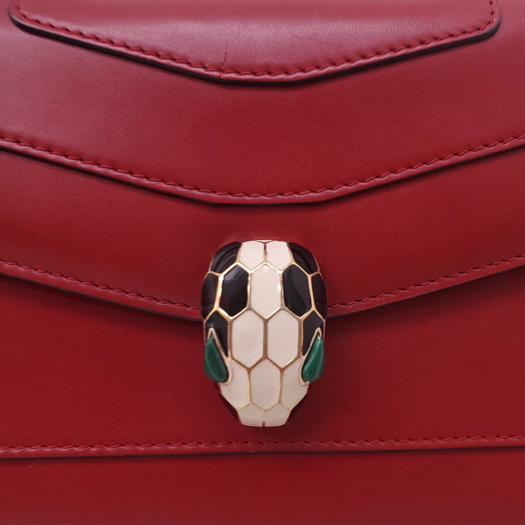 BVLGARI RED LEATHER SERPENTI CROSSBODY BAG