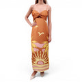 CALA DE LA CRUZ BRONZE, YELLOW AND PINK PATTERNED DRESS - SIZE L