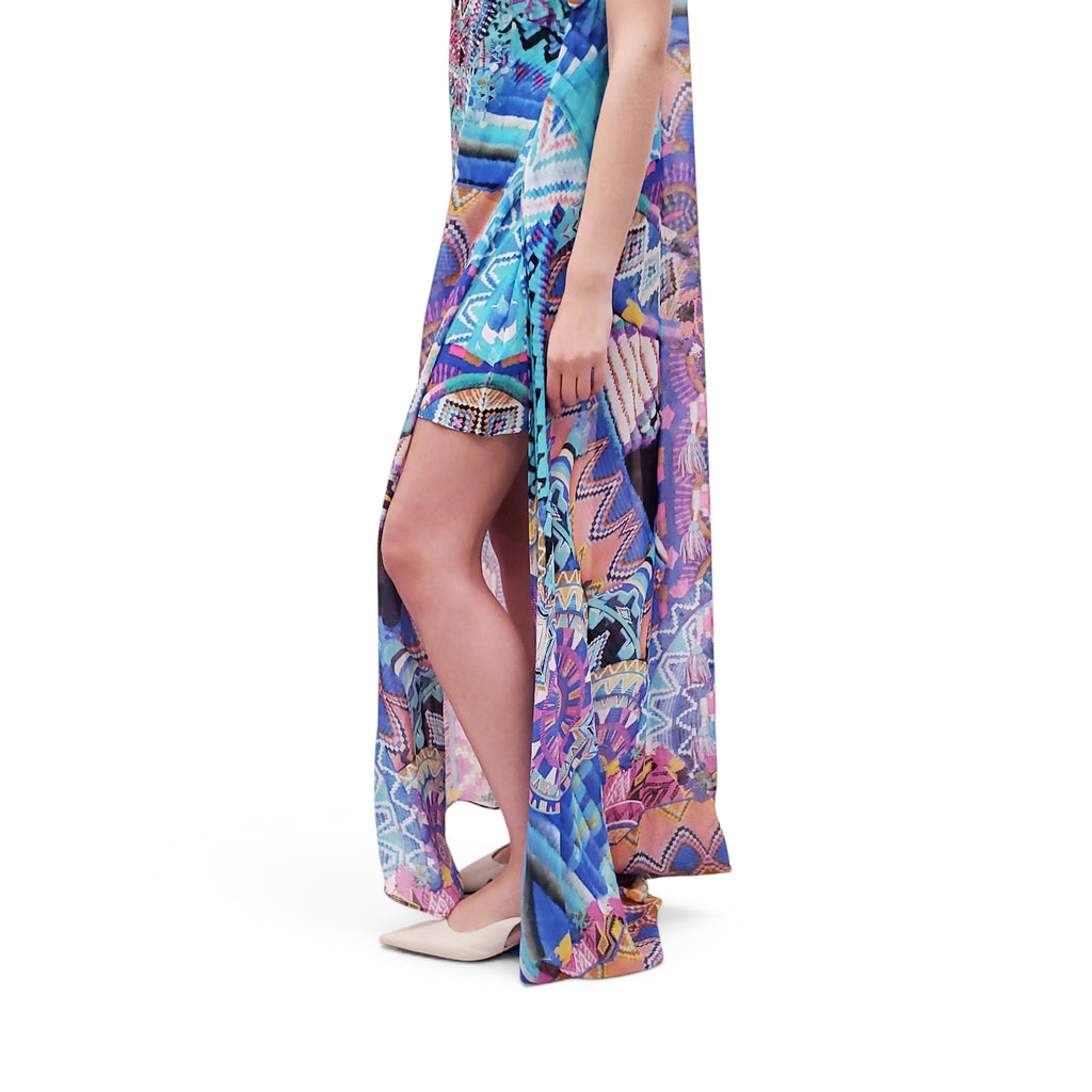 CAMILLA MULTICOLOURED SEQUIN PATTERNED DRESS - SIZE S