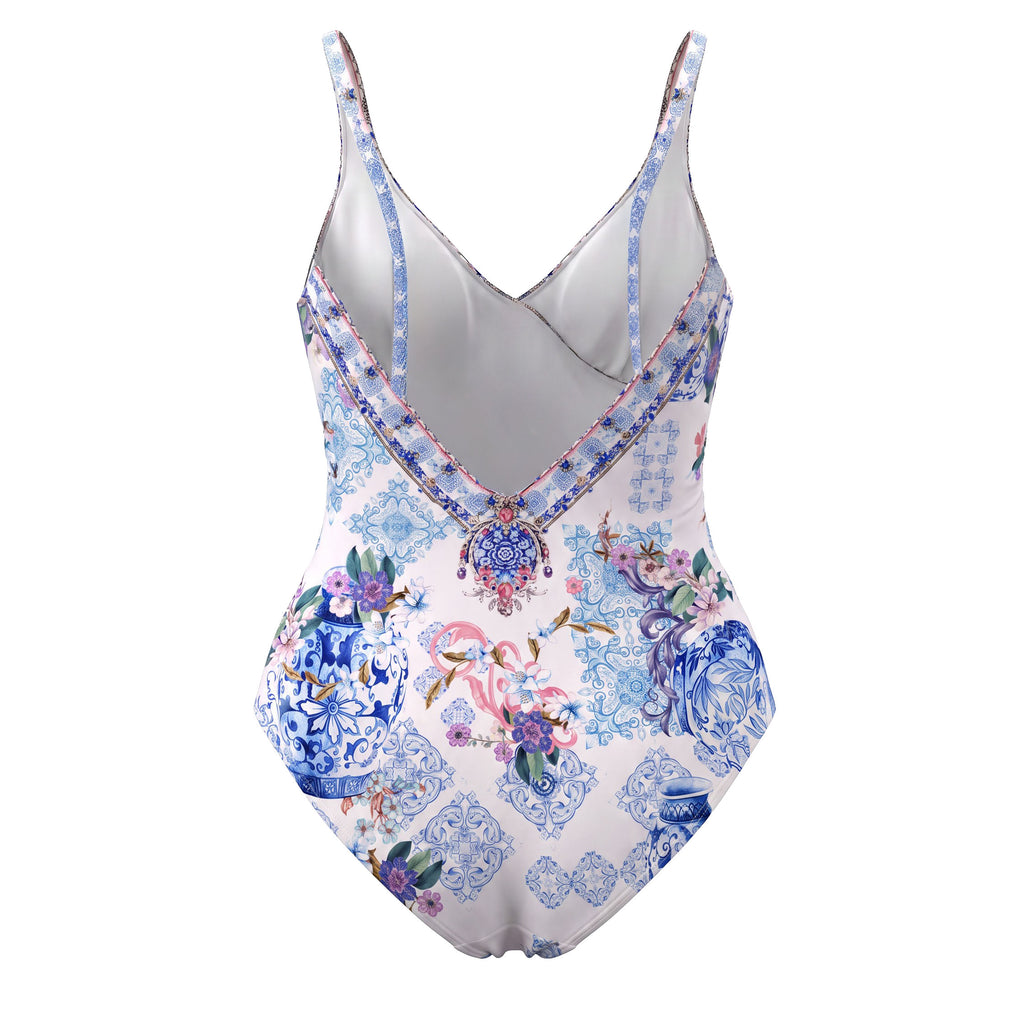 CAMILLA PAINT ME POSITANO WRAP TIE ONE PIECE SWIMSUIT - SIZE XS