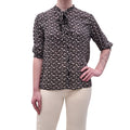 CELINE BLACK AND CREAM FLORAL BLOUSE - SIZE 38