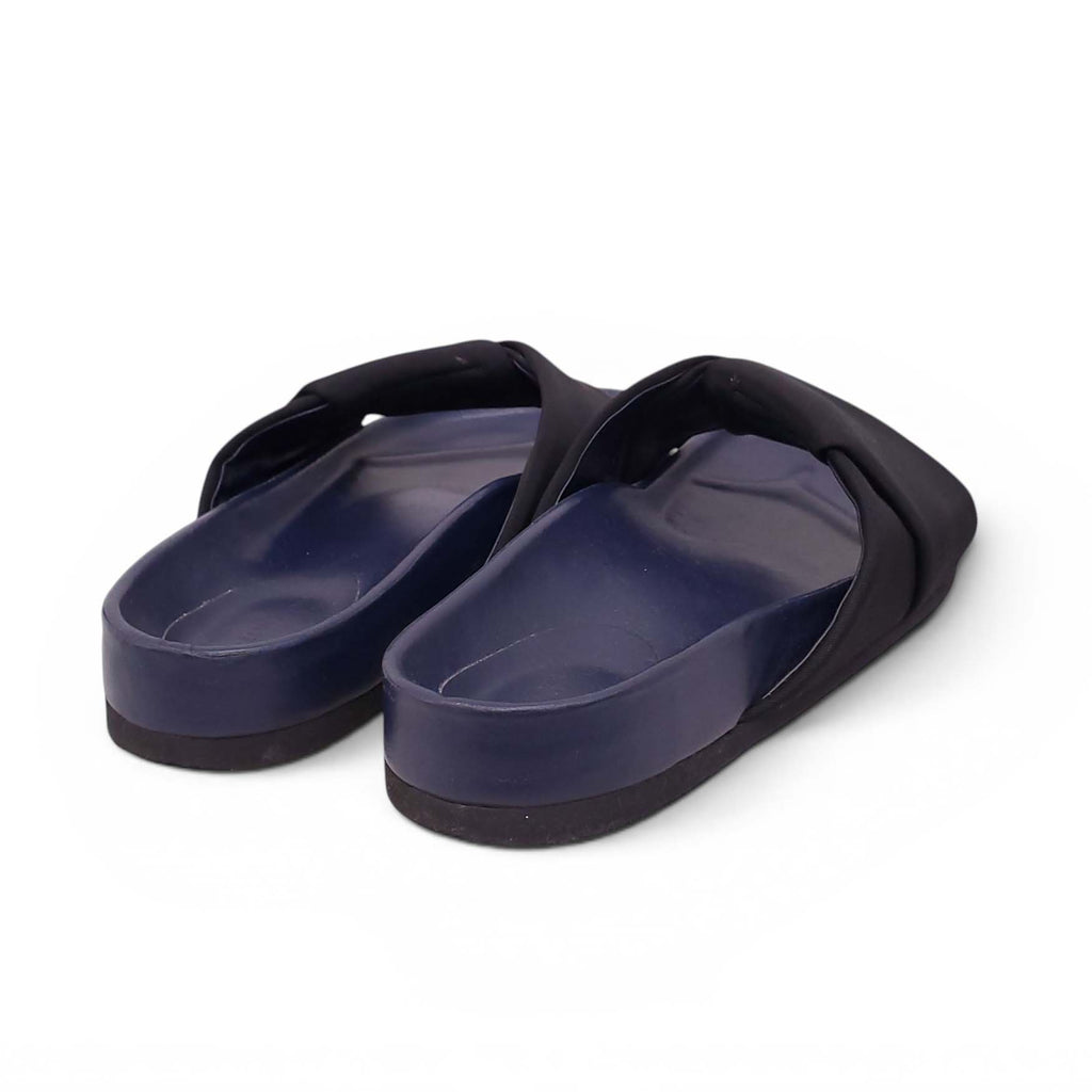 CELINE BLACK AND NAVY SLIDE SANDALS - SIZE 38