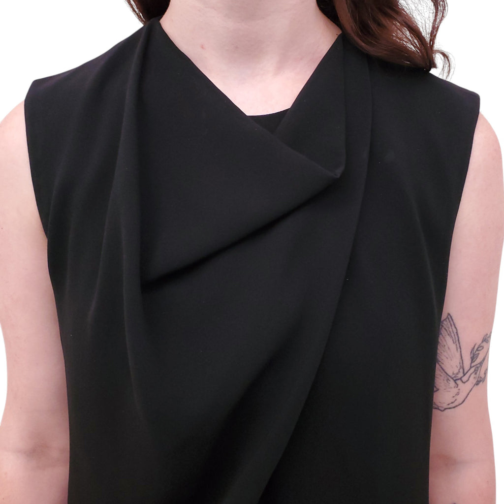 CELINE BLACK DRAPED DRESS - SIZE 38