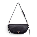 CELINE BLACK LEATHER TRIOMPHE HALFMOON SHOULDER BAG