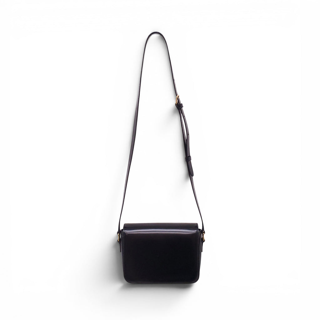 CELINE BLACK SHINY CALFSKIN TEEN TRIOMPHE BAG