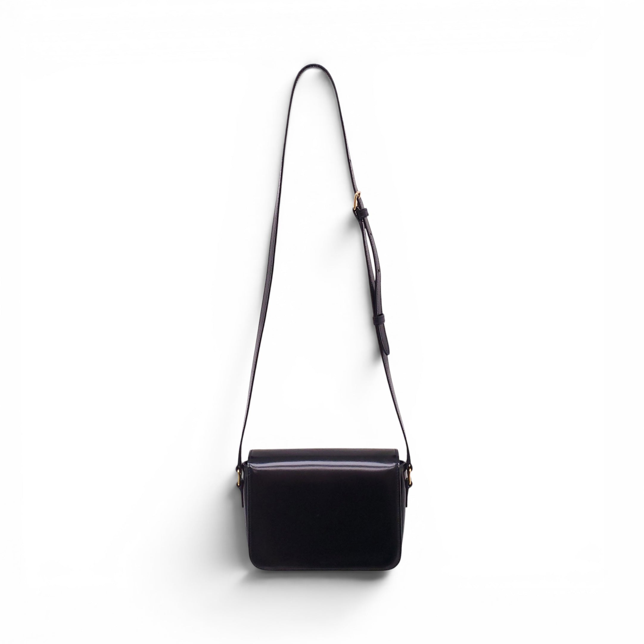 CELINE BLACK SHINY CALFSKIN TEEN TRIOMPHE BAG