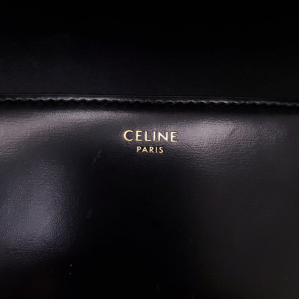 CELINE BLACK SHINY CALFSKIN TEEN TRIOMPHE BAG