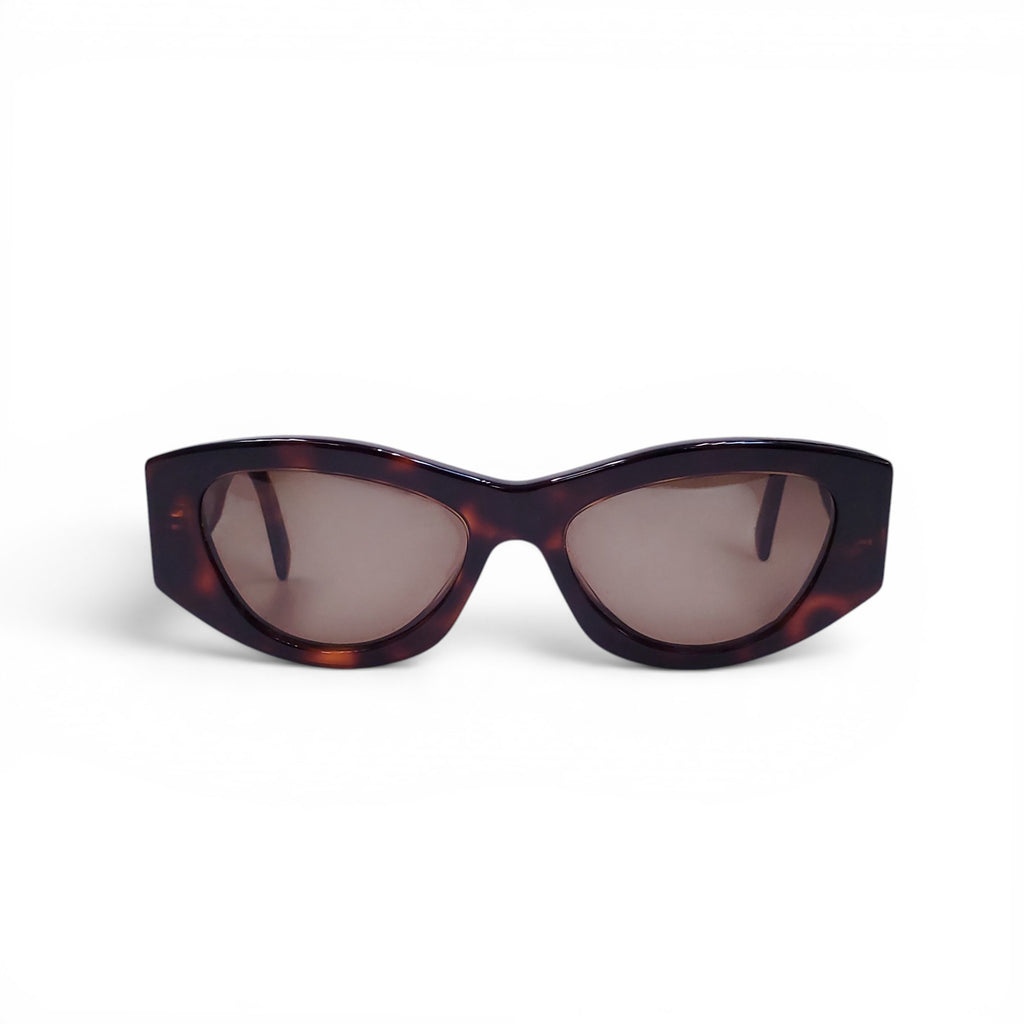 CELINE BROWN TORTOISE SHELL LOGO SUNGLASSES