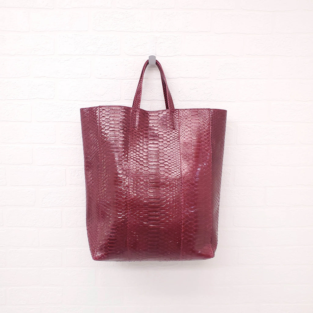 CELINE BURGUNDY PYTHON TOTE