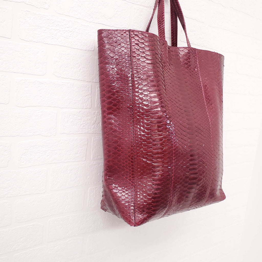CELINE BURGUNDY PYTHON TOTE