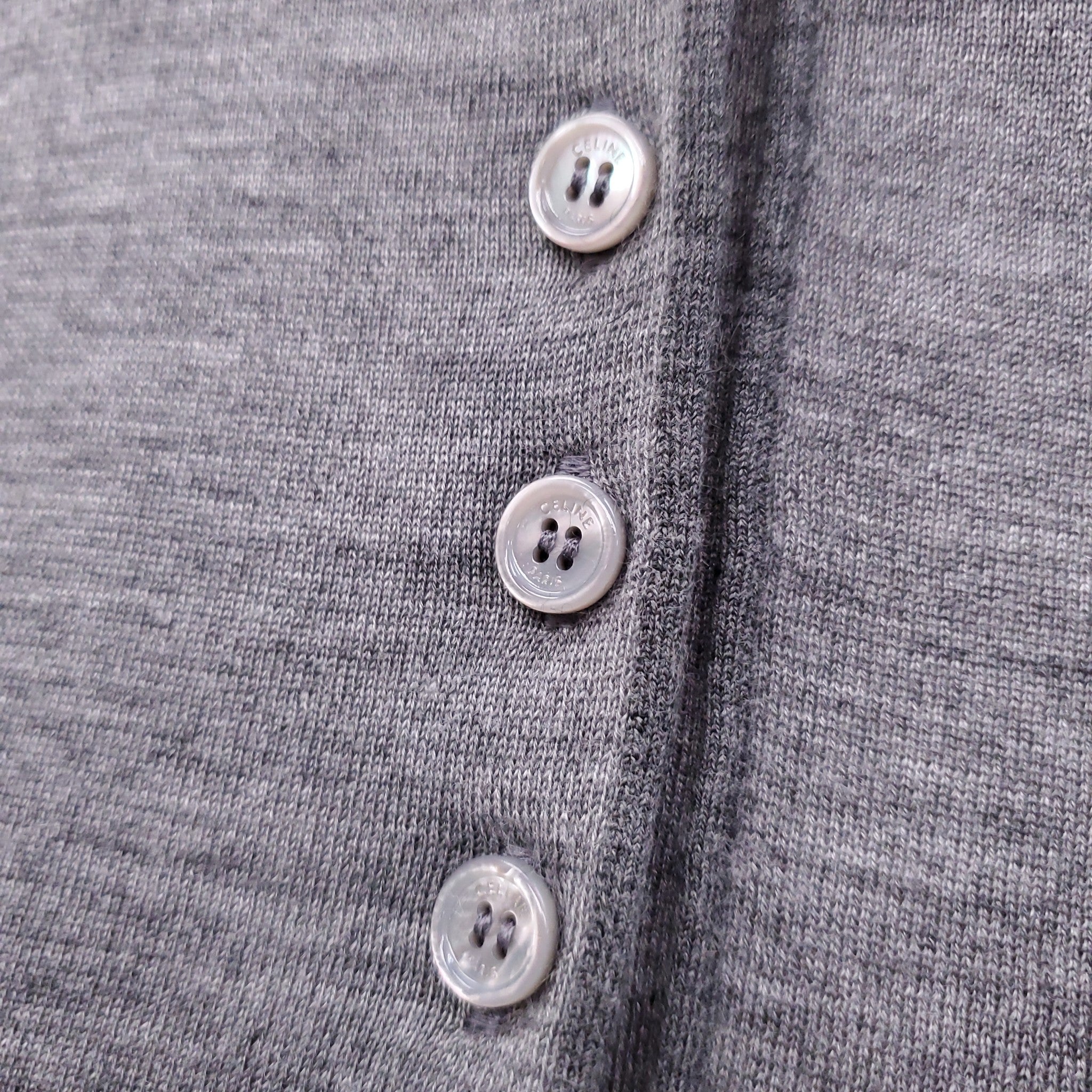 CELINE CASHMERE AND SILK POLO SWEATER WITH TRIOMPHE LOGO  - SIZE S