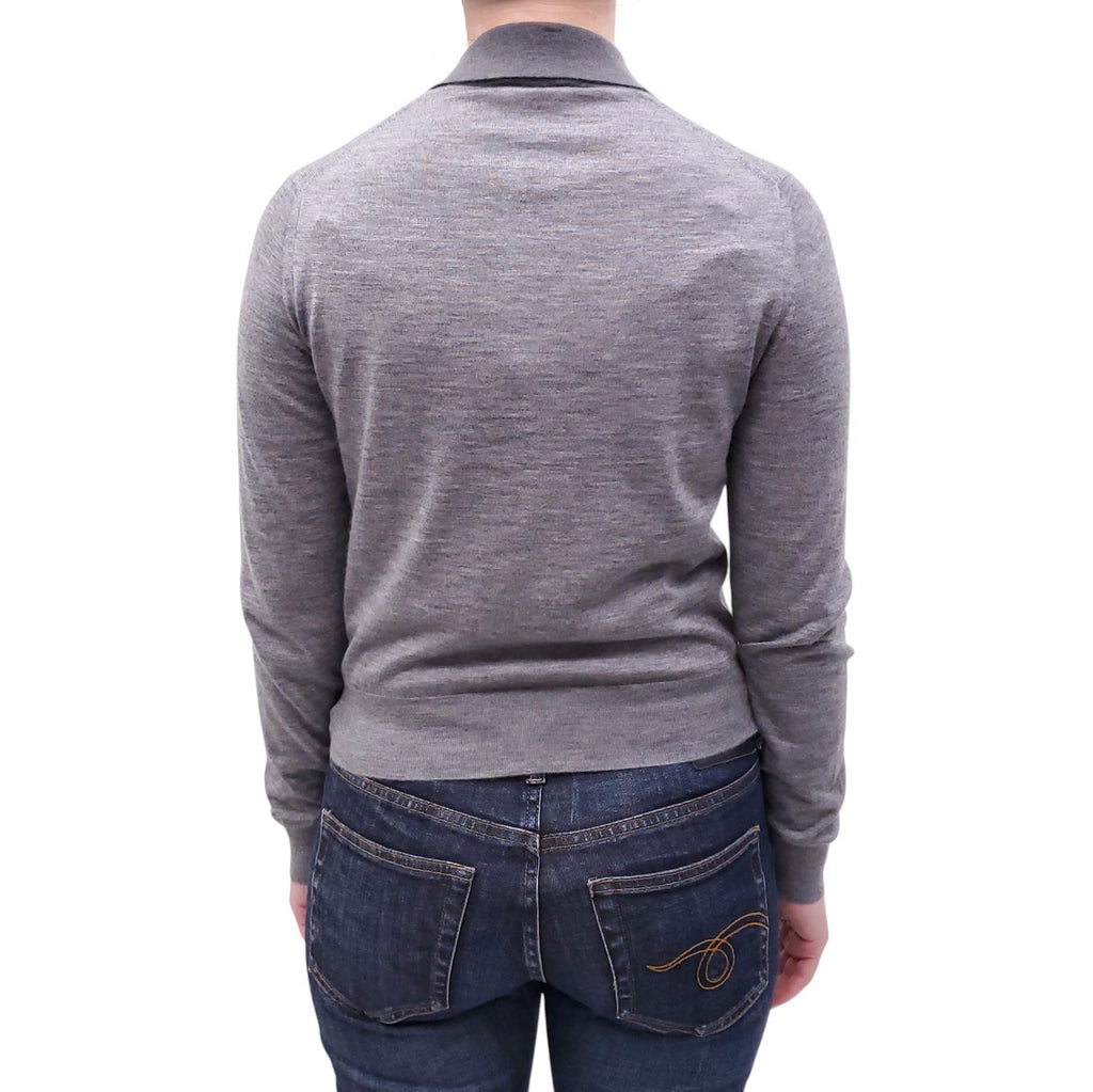 CELINE CASHMERE AND SILK POLO SWEATER WITH TRIOMPHE LOGO  - SIZE S